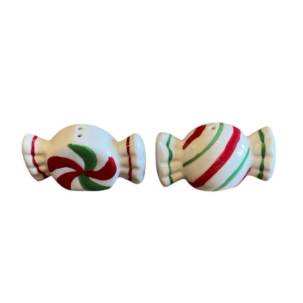 Peppermint Candy Salt And Pepper Shaker Set Cracker Barrel Mini Red White New